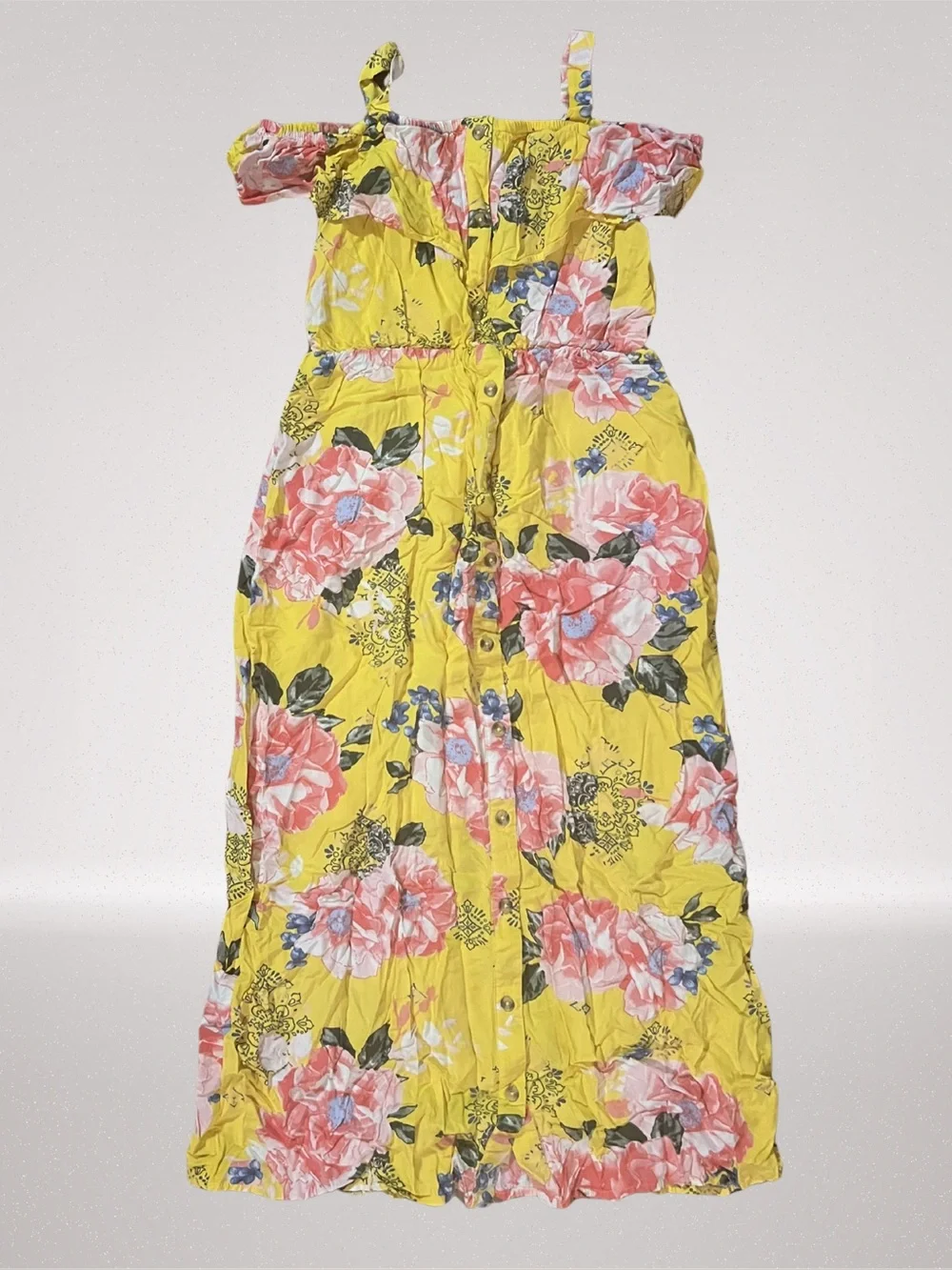 justice maxi dress Justice 100% Cotton Eyelet Ruffle Accent Maxi Dress Size 14